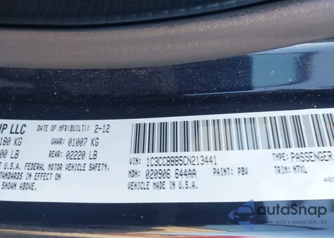 2012 Chrysler 200 Touring z USA, uszkodzony, nr VIN 1C3CCBBB5CN213441